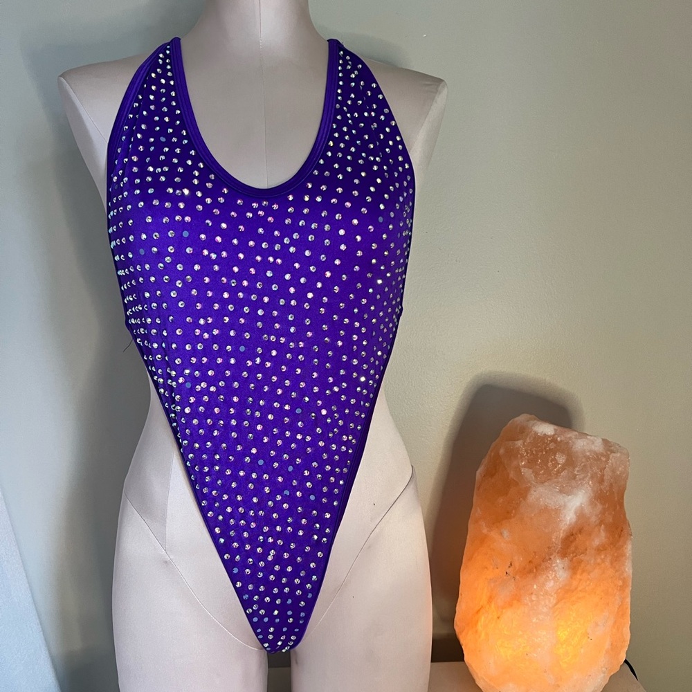 Purple Rhinestone Bodysuit